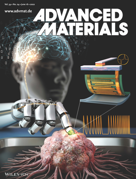 wo료분야 국제학술지 어드밴스드 머티리얼즈( Advanced Materials) 최신호 인사이드 백커버 논문으로 게재된 Malignant or benign? Quick and accurate diagnosis with artificial tactile neurons. 출처 어드밴스드 머티리얼즈